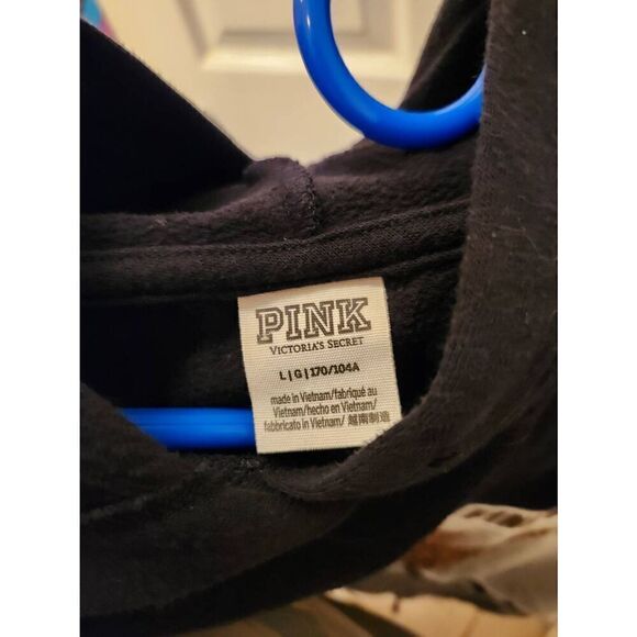 Victoria Secret PINK Sweater Womens Large Long Sleeve Spell Out Sequin Black * - Picture 4 of 4